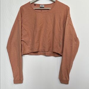 Gymshark Terracotta Crop Top relaxed fit athleisure work out top fall peach L